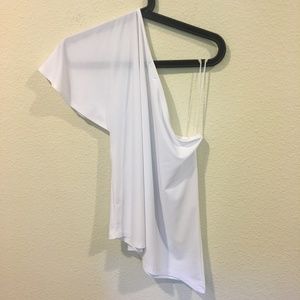 Leith Tops - Leith white one shoulder top Leith Tops - Leith white one shoulder top